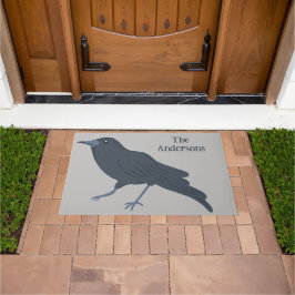 ブラッククロウバードイラストレーション パーソナライズされた ドアマット