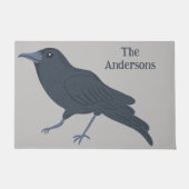 ブラッククロウバードイラストレーション パーソナライズされた ドアマット (正面)