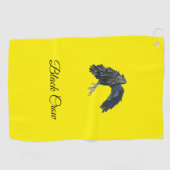 ブラッククロウマスターオブタイムイエローパーソナライズされた ゴルフタオル (横)