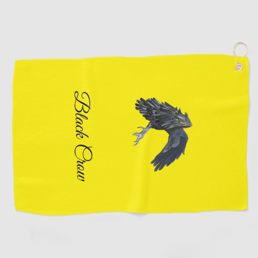 ブラッククロウマスターオブタイムイエローパーソナライズされた ゴルフタオル (横)