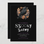 ブラッククロウ金ゴールドミニマルハローウィンパーティ 招待状 (正面/裏面)
