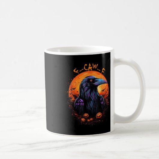 ブラッククロウ、F-caw-f 面白い黒鳥 月 ゴシックA コーヒーマグカップ (右)