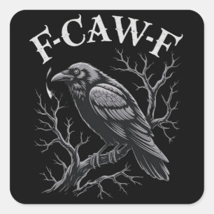 ブラッククロウF-Caw-Fユーモラスな黒鳥月ゴシック スクエアシール