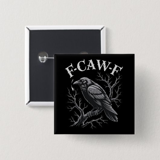 ブラッククロウF-Caw-Fユーモラスな黒鳥月ゴシック 缶バッジ (正面&裏面)