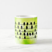 ブラッククロウRaven鳥シルエットのワイヤーグリーン コーヒーマグカップ (中央)