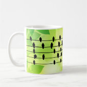 ブラッククロウRaven鳥シルエットのワイヤーグリーン コーヒーマグカップ (左)