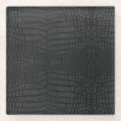 ブラッククロコダイルレザープリント ガラスコースター (正面)