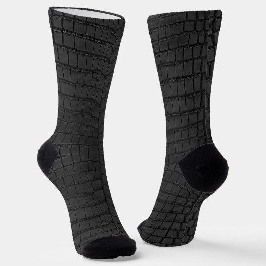 ブラッククロコダイルレザープリント ソックス (傾斜あり)