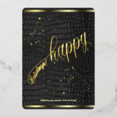 ブラッククロコダイルレザープリント ハッピーホリデーカード 箔シーズンカード (正面)
