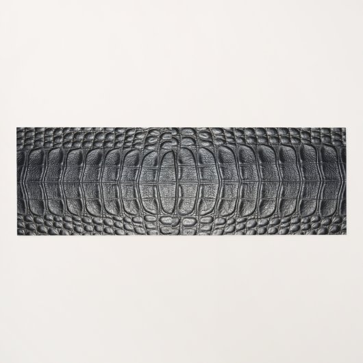 ブラッククロコダレアリゲータースキンフェイクレザープリント ヨガマット (裏面(横))