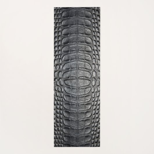 ブラッククロコダレアリゲータースキンフェイクレザープリント ヨガマット (裏面)