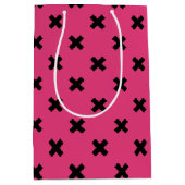 ブラッククロストッチオン明るい赤紫色 ミディアムペーパーバッグ (正面)