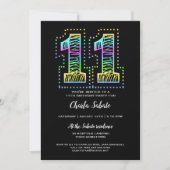 ブラッククールおもしろい11th誕生日パーティーへの招待 招待状 (正面)