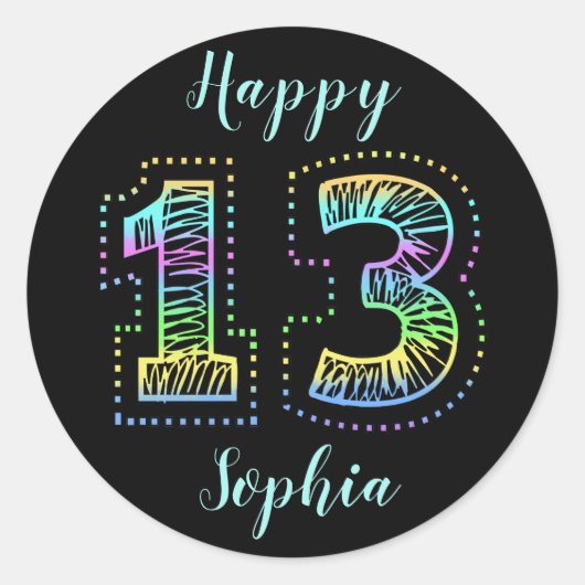 ブラッククールおもしろい13thバースデーパーティーの装飾 ラウンドシール (正面)