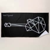 ブラッククールの幾何学的な音楽ギター ビーチタオル (正面)