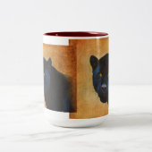 ブラッククールジャガーパンサーワイルドライフ大きな猫 ツートーンマグカップ (中央)