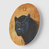 ブラッククールジャガーパンサーワイルドライフ大きな猫 ラージ壁時計 (傾斜)