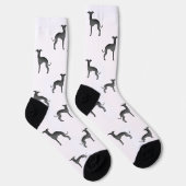 ブラックグイタリアンレイハウンドかわいい漫画の犬のパターン ソックス (右)