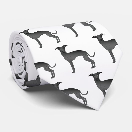 ブラックグイタリアンレイハウンドかわいい漫画の犬のパターン ネクタイ (ロール)
