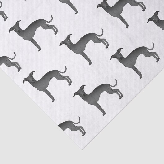 ブラックグイタリアンレイハウンドかわいい漫画の犬のパターン 薄葉紙 (詳細)