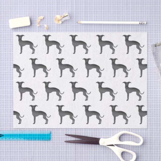 ブラックグイタリアンレイハウンドかわいい漫画の犬のパターン 薄葉紙 (クラフト)