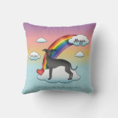 ブラックグイタリアンレイハウンドかわいい犬のレインボーメモリアル クッション (裏面)