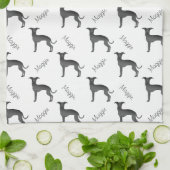 ブラックグイタリアンレイハウンドかわいい犬の名前のパターン キッチンタオル (折り畳み)