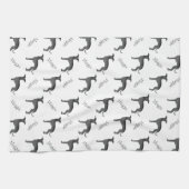 ブラックグイタリアンレイハウンドかわいい犬の名前のパターン キッチンタオル (横)