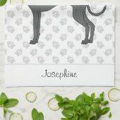 ブラックグイタリアンレイハウンド名前をカスタムする キッチンタオル (折り畳み)