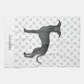 ブラックグイタリアンレイハウンド名前をカスタムする キッチンタオル (横)