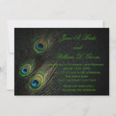 ブラックグエレガントリーン金ゴールドピーコッ結婚クス 招待状 (正面)