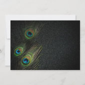 ブラックグエレガントリーン金ゴールドピーコッ結婚クス 招待状 (裏面)