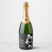 ブラックグエレガントレーバルーンシック誕生日 スパークリングワインラベル (正面)