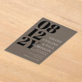 ブラックグエレガントレービッグデートタイポグラフィ結婚ズ アクリル招待状 (レイダウン)