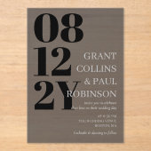 ブラックグエレガントレービッグデートタイポグラフィ結婚ズ アクリル招待状 (正面)