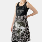 ブラックグクールレイ迷彩柄ネームベース魚釣りメンズ エプロン (インサイチュ)