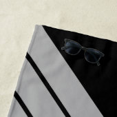 ブラックグストライプのレイ70s 80sレトロレーシングストライプ ビーチタオル (インサイチュ)