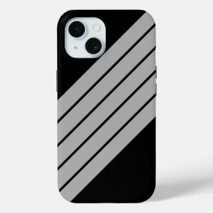ブラックグストライプのレイ70s 80sレトロレーシングストライプ iPhone 15ケース