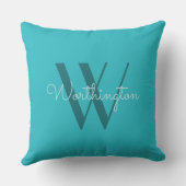 ブラックグパーソナライズされたリルパターンティール(緑がかった色) クッション (裏面)