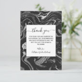 ブラックグモダンレーシルバーグリッター大理石 サンキューカード (スタンド正面)