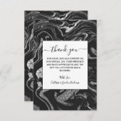 ブラックグモダンレーシルバーグリッター大理石 サンキューカード (正面/裏面)