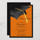 ブラックグラッドキャップ卒業パーティー招待状 招待状 (正面/裏面)