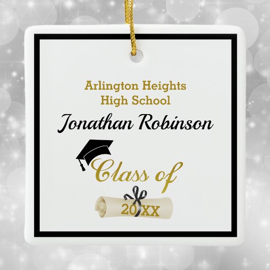 ブラックグラッドキャップ及びディプロマセラミックオーナメント セラミックオーナメント