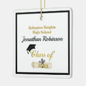 ブラックグラッドキャップ及びディプロマセラミックオーナメント セラミックオーナメント (左)