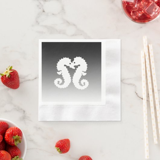 ブラックグラディエントシーキスをするウマ結婚のナプキン 縁ありカクテルナプキン (インサイチュ)