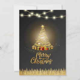 ブラックグラデーションのクリスマスカード 招待状