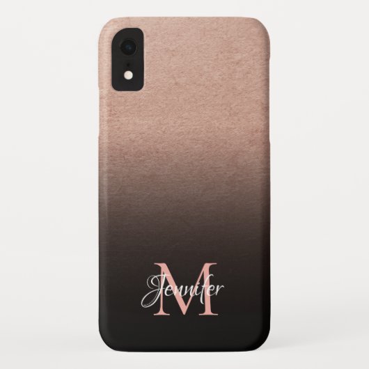 ブラックグラデーションバラ金箔テクスチャフォトモノグラム Case-Mate iPhoneケース (裏面)