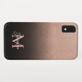 ブラックグラデーションバラ金箔テクスチャフォトモノグラム Case-Mate iPhoneケース (裏面(横))