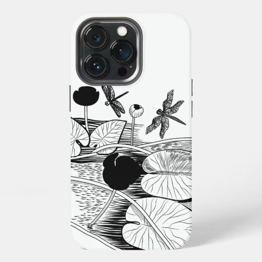 ブラックグラフィックのスイレン iPhoneケース (裏面)