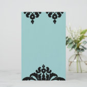 ブラックグラフィックオンアクアブルーモダントランジェント 便箋 (スタンド正面)